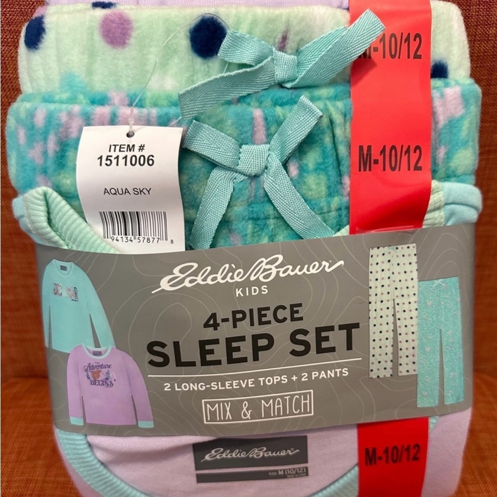 Eddie Bauer Kids Pajama Set - Aqua and Lavender